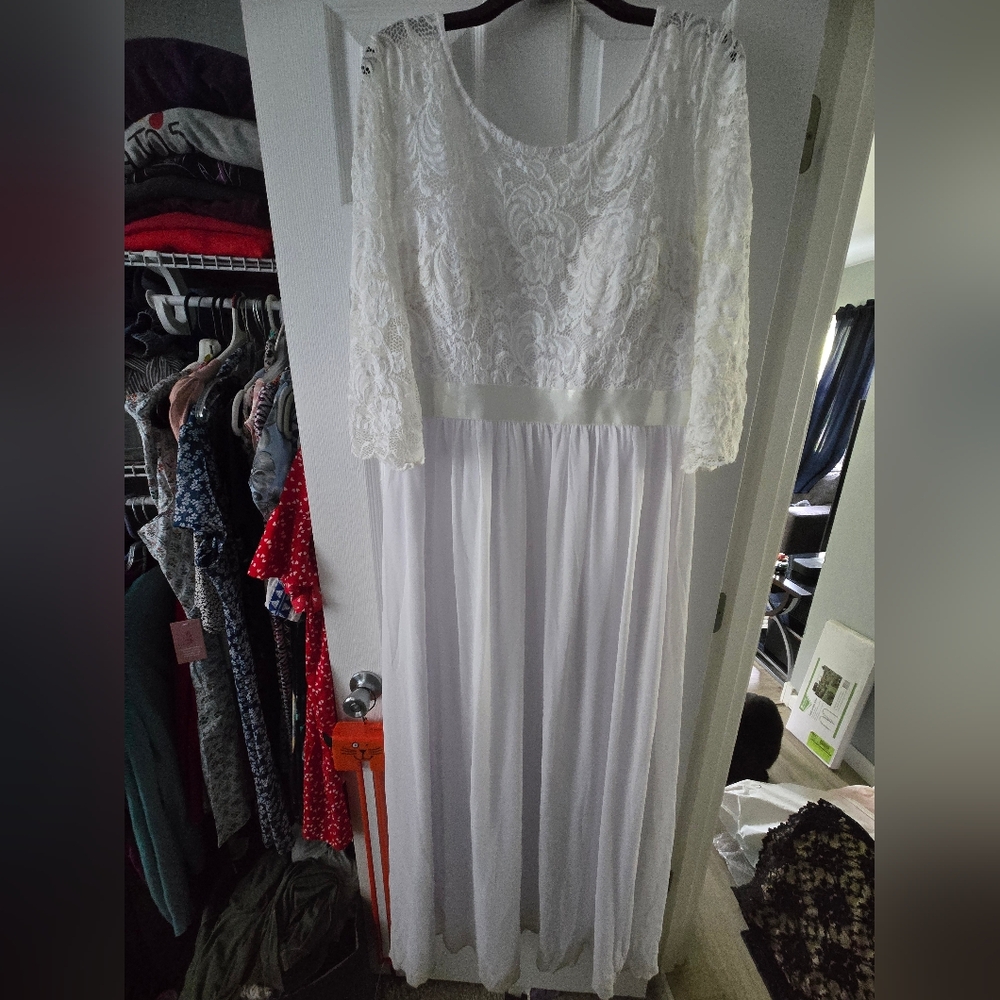 Ever Pretty White Lace Long Sleeve Dress